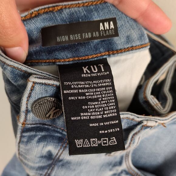 KUT FROM THE KLOTH Ana High Rise Fab Ab Flare Jean Light Wash Stretch Women's 6 - Picture 4 of 4